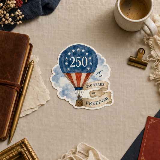 America 250th Hot Air Balloon — Waterproof Vinyl Sticker