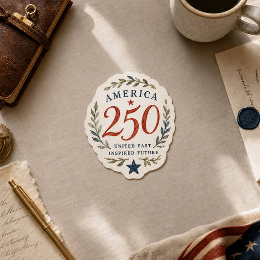 America 250th Patriotic Wreath — Waterproof Vinyl Sticker