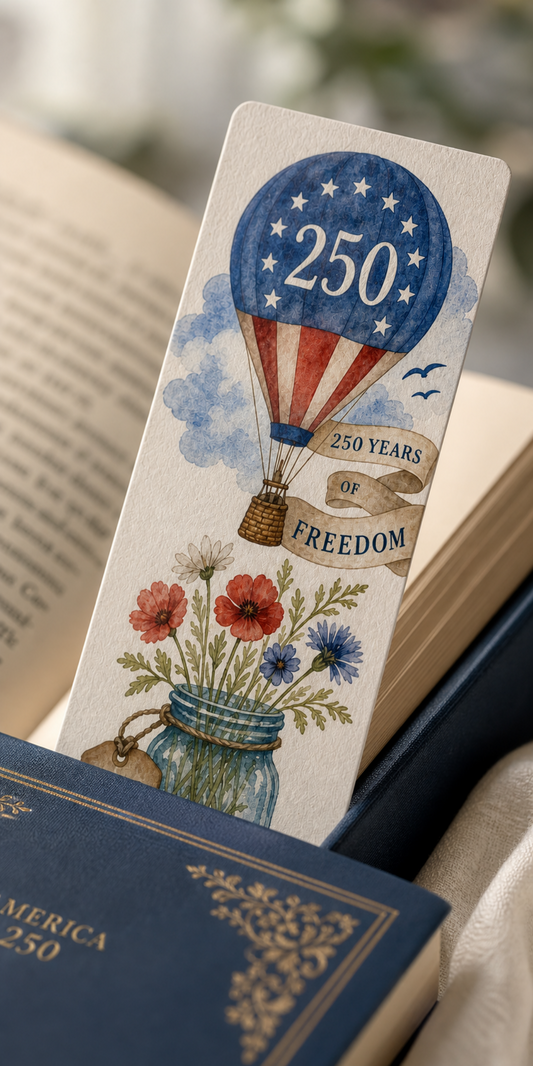 America 250th Hot Air Balloon — Handmade Bookmark