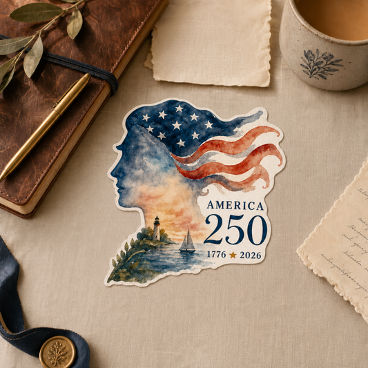 America 250th Coastal Flag — Waterproof Vinyl Sticker