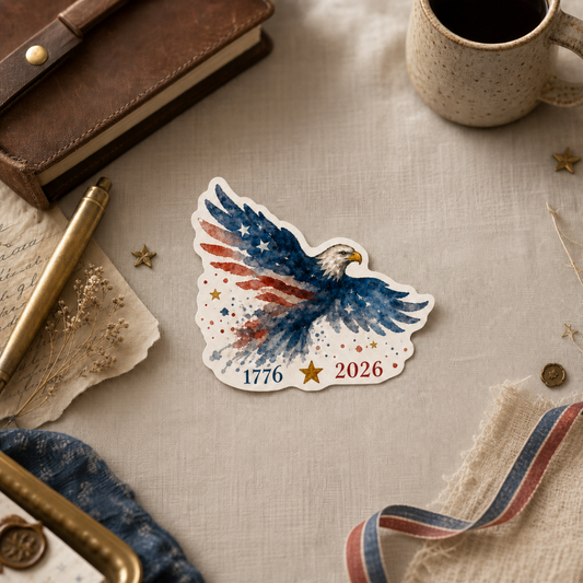 America 250th Eagle Flag — Waterproof Vinyl Sticker
