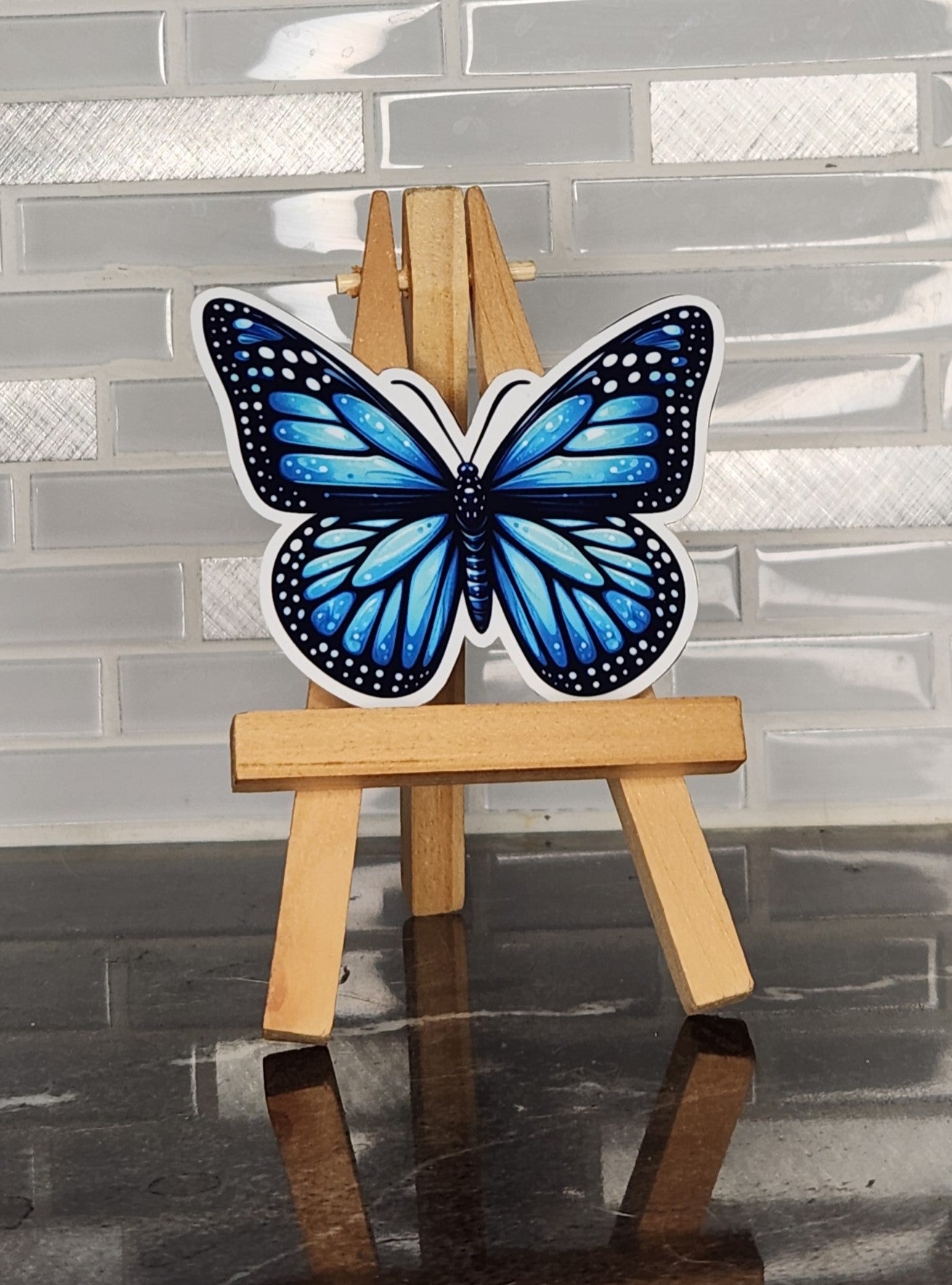 Blue Butterfly, WATERPROOF VINYL STICKER