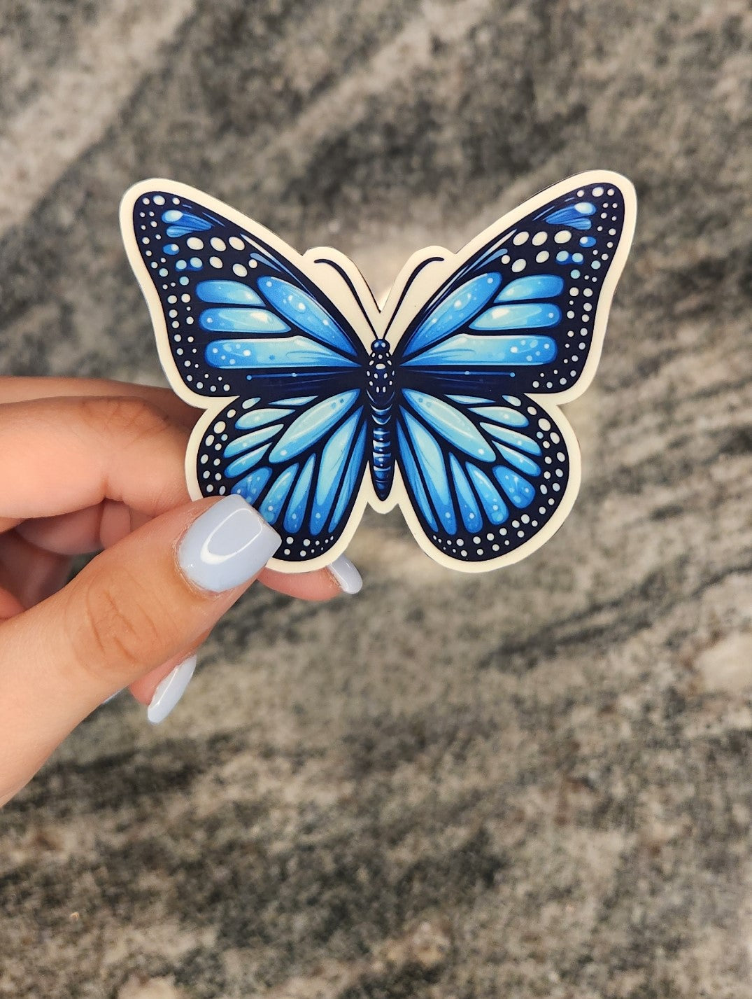 Blue Butterfly, WATERPROOF VINYL STICKER