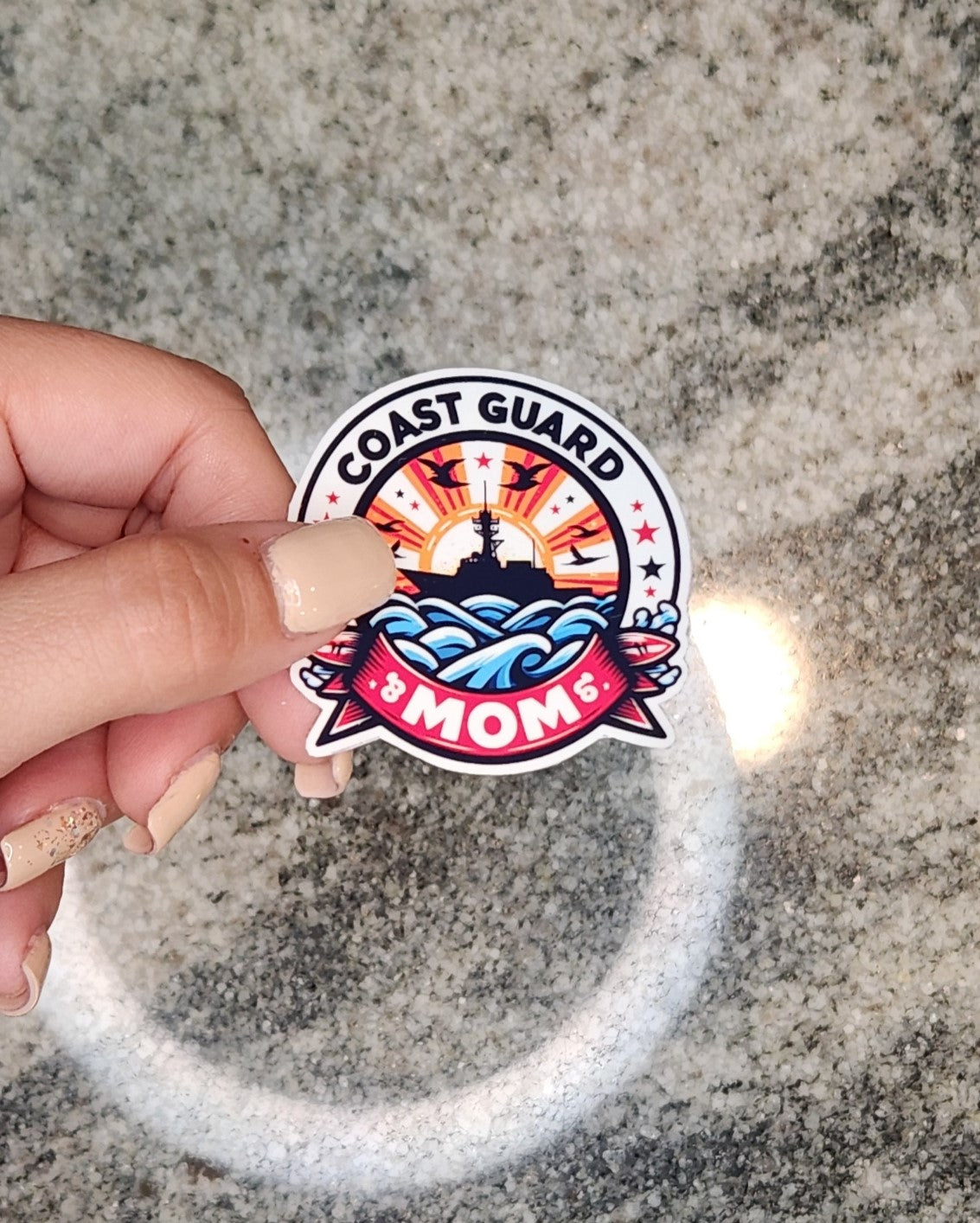 Coast Guard Mom, WATERPROOF VINYL STICKER