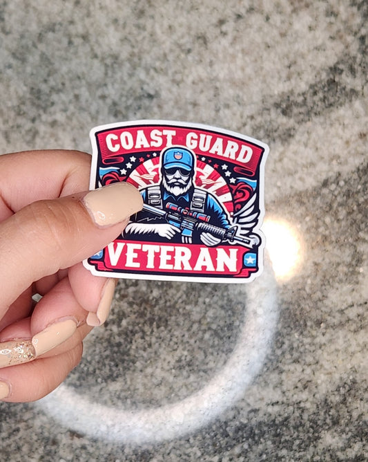 Coast Guard Veteran, WATERPROOF VINYL STICKER