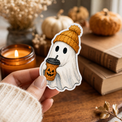Ghost Coffee Cozy Beanie Sticker