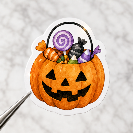 Halloween Pumpkin Pail — Waterproof Vinyl Sticker