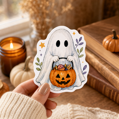 Trick or Treat Ghost Sticker