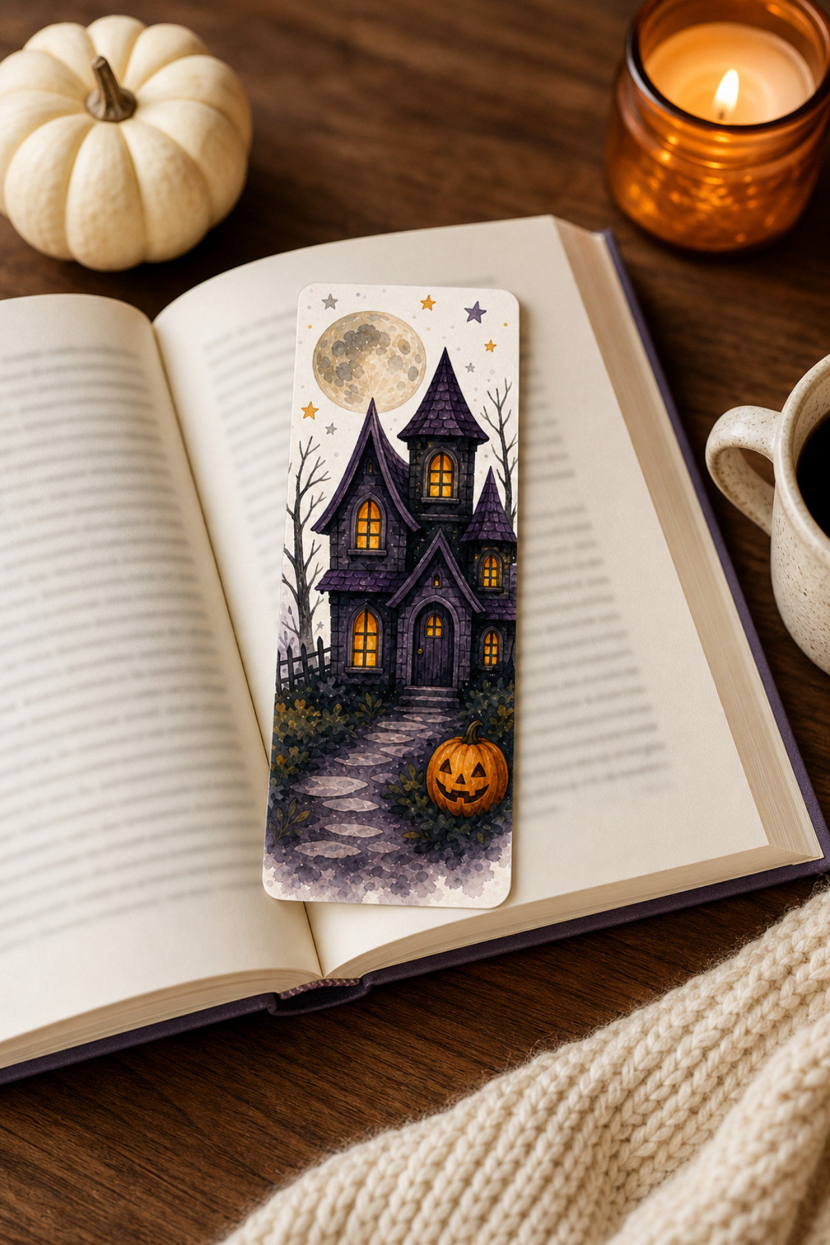 Haunted House Full Moon Bookmark