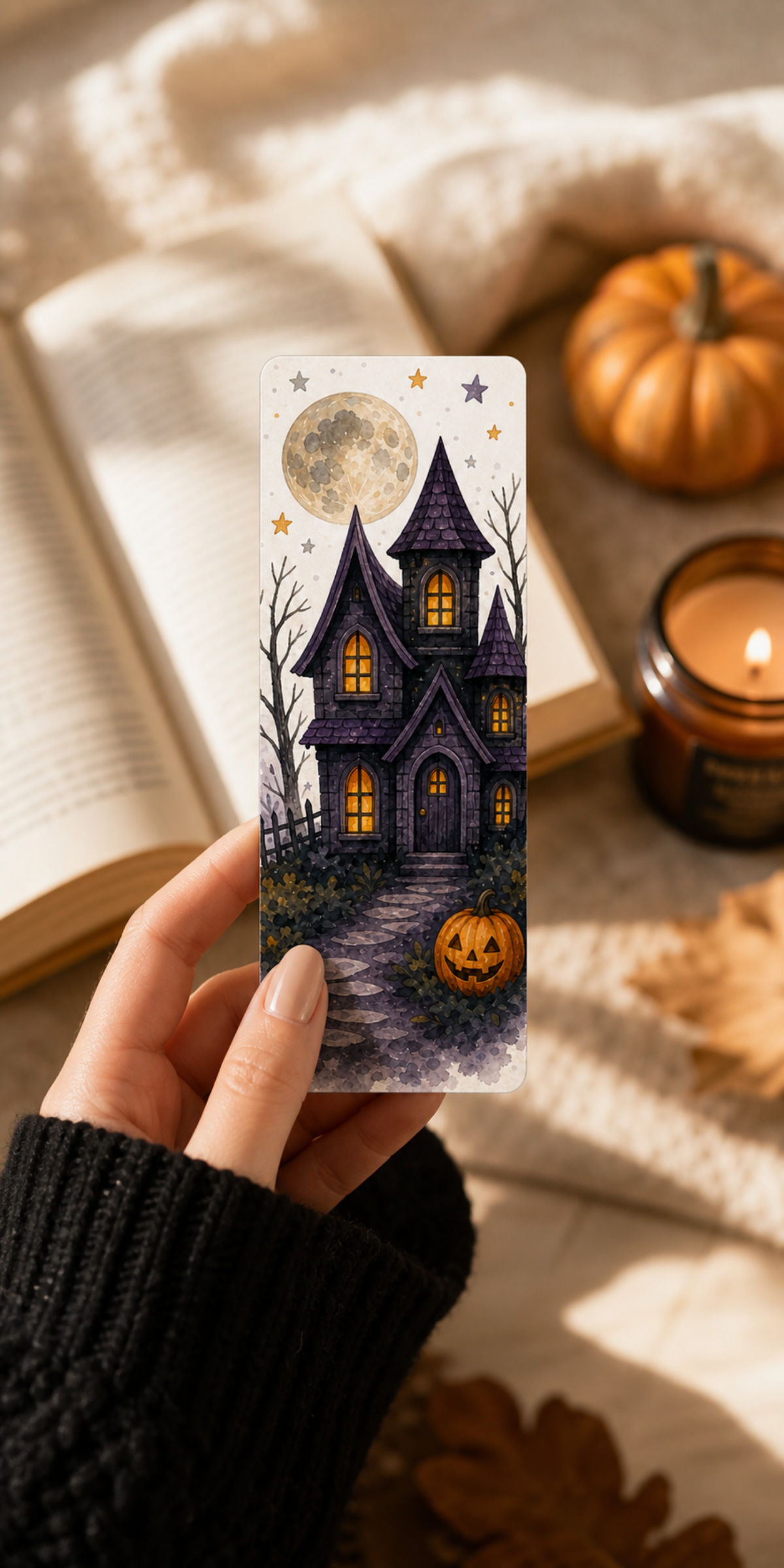 Haunted House Full Moon Bookmark
