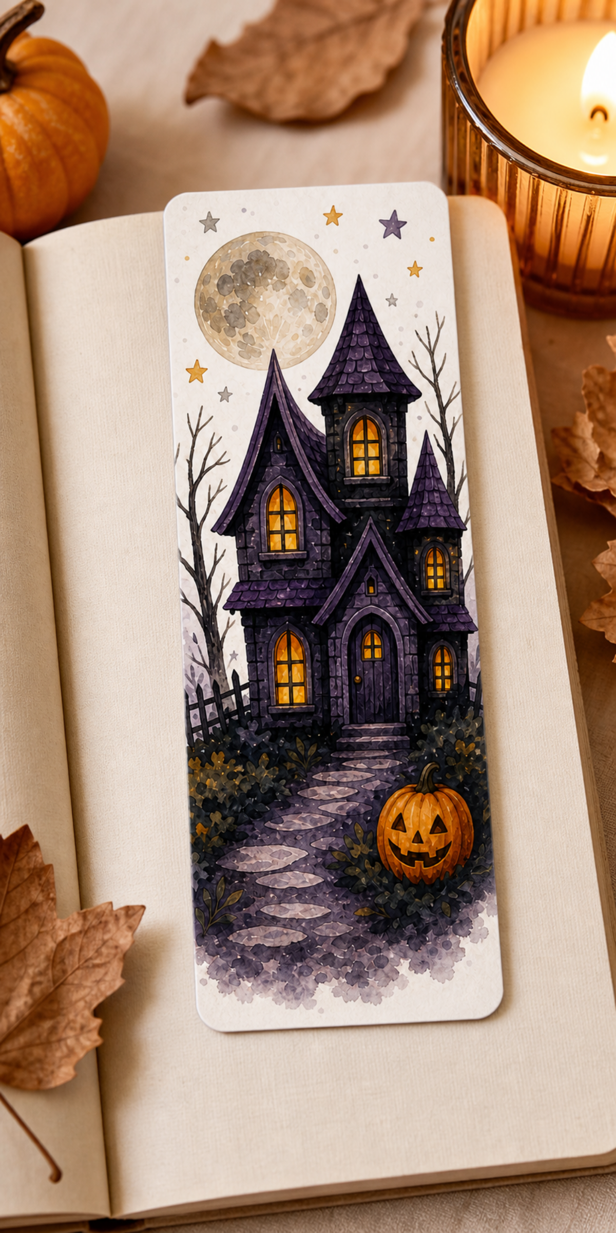 Haunted House Full Moon Bookmark