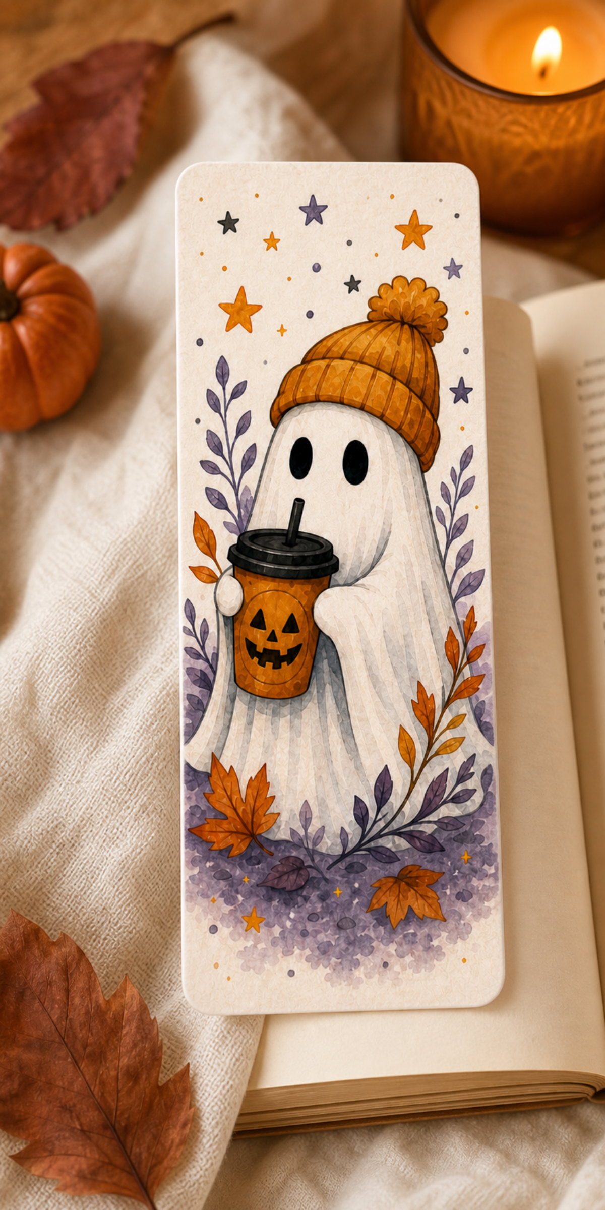 Cozy Beanie Ghost Bookmark