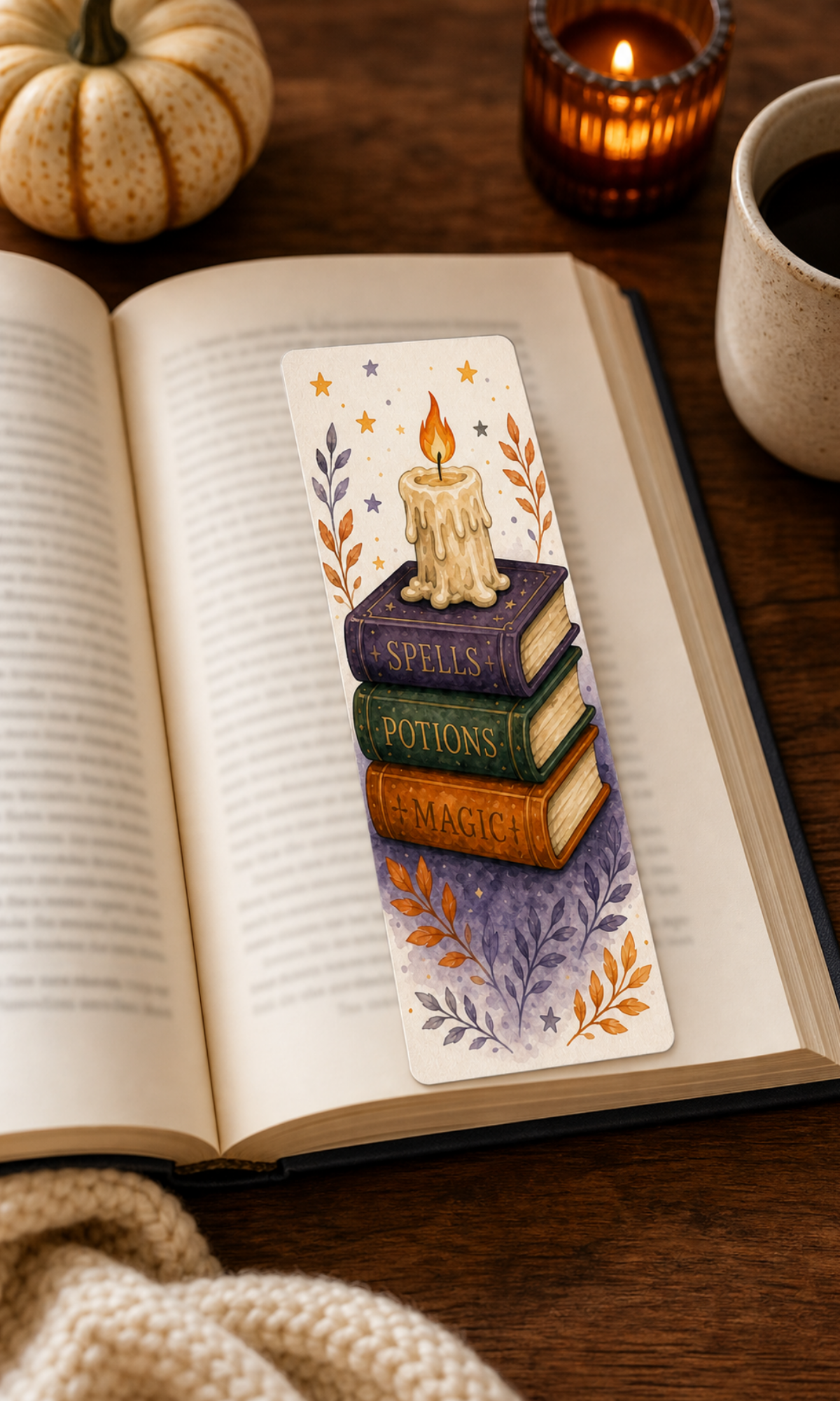 Cozy Book Stack Bookmark