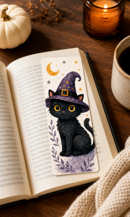 Black Cat Witch Hat Bookmark