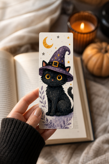 Black Cat Witch Hat Bookmark