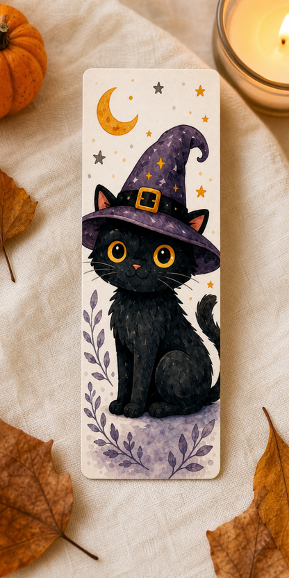 Black Cat Witch Hat Bookmark