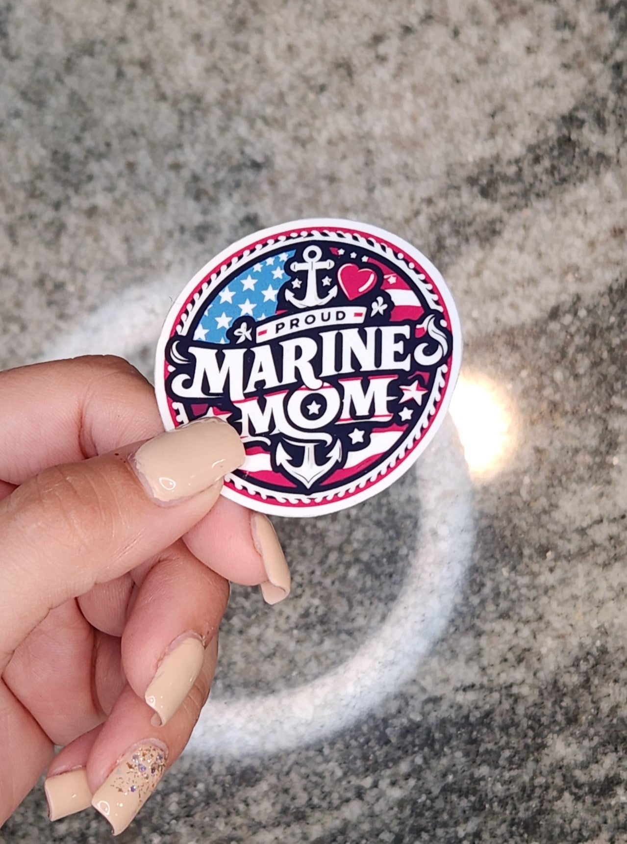 Marine Mom, WATERPROOF VINYL STICKER