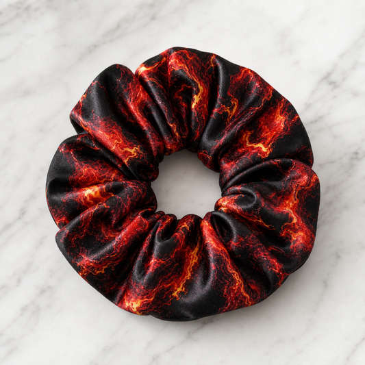 Crimson Lava — Satin Scrunchie