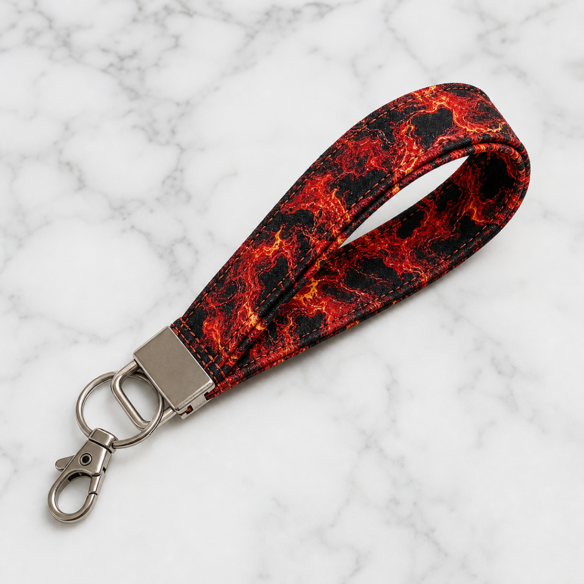 Crimson Lava — Wristlet Keychain