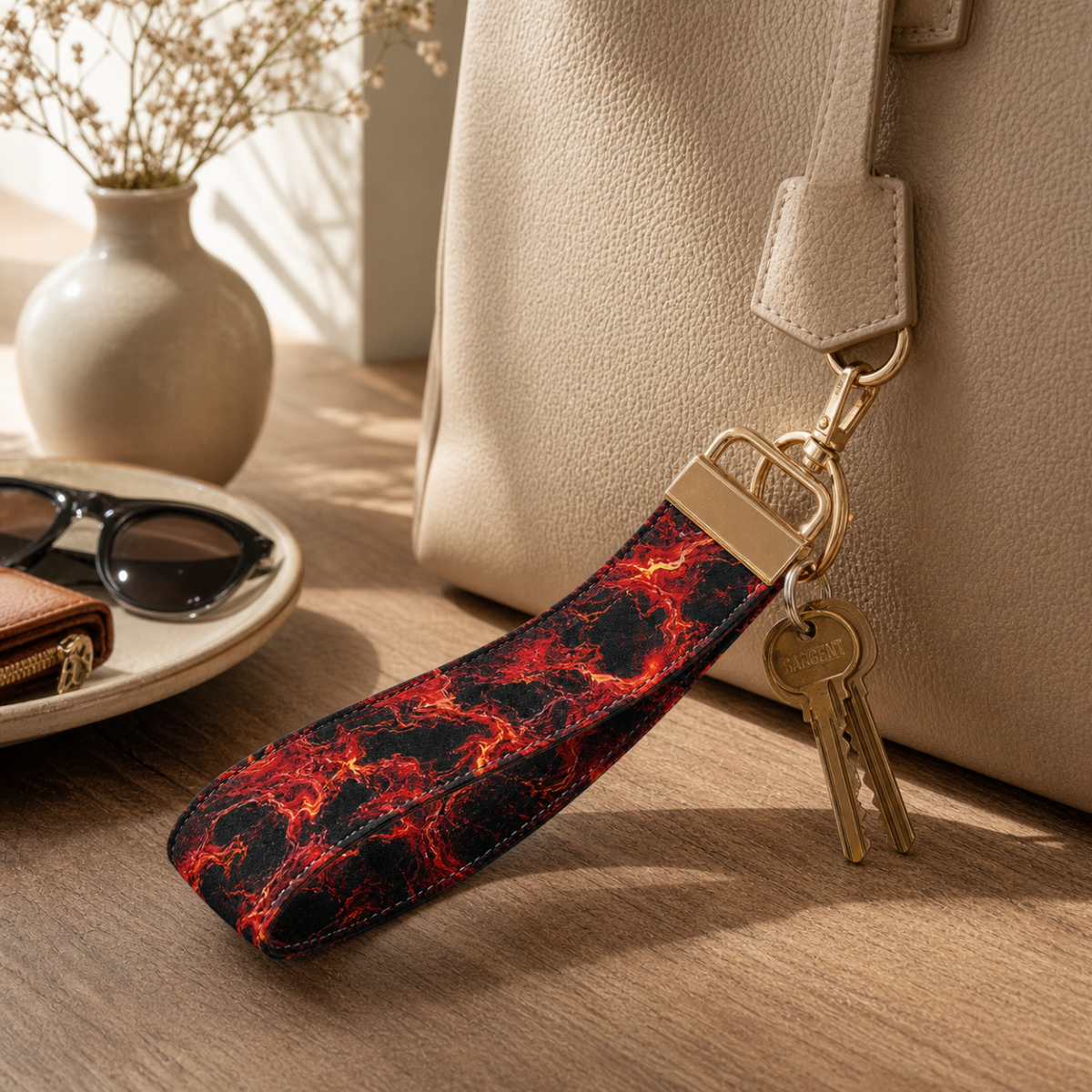 Crimson Lava — Wristlet Keychain