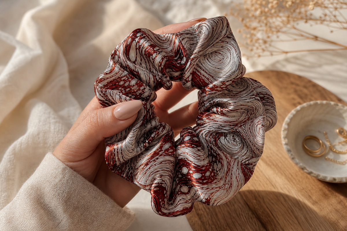 Rosewood Marble — Satin Scrunchie