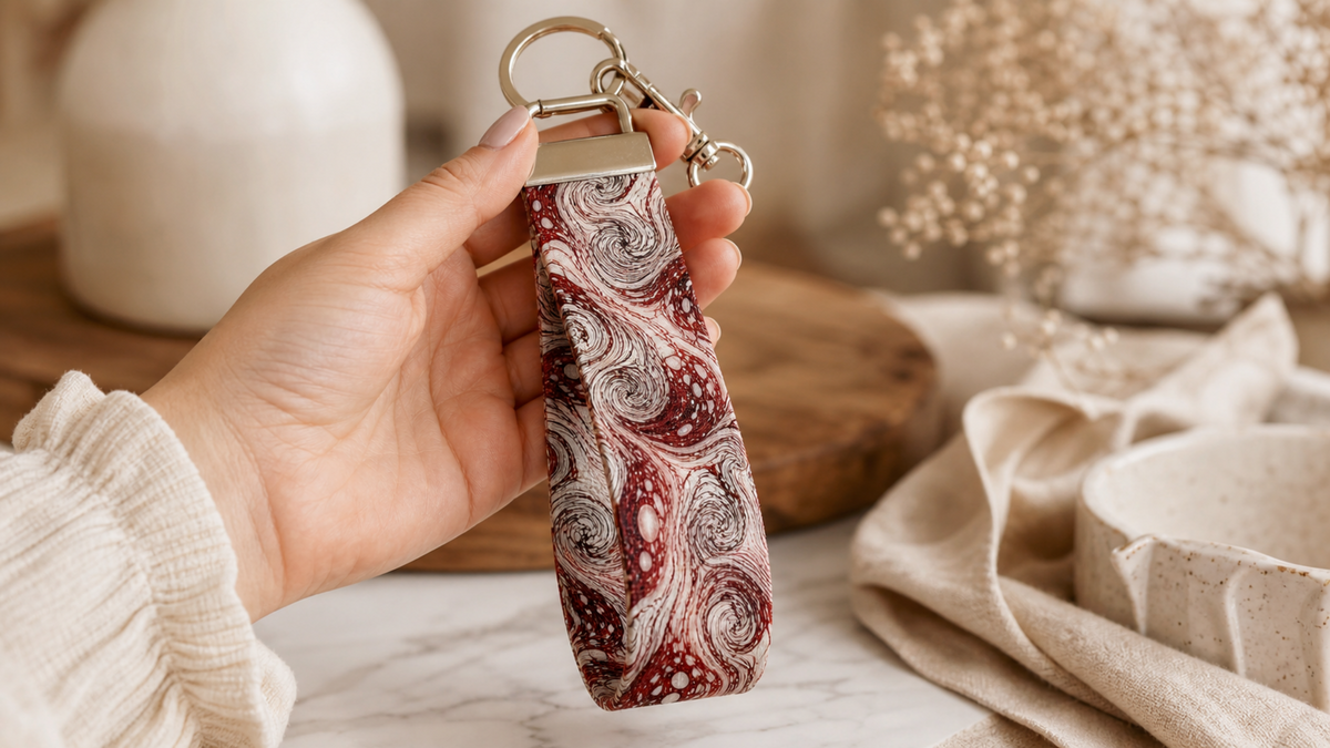 Vintage Marble — Wristlet Keychain