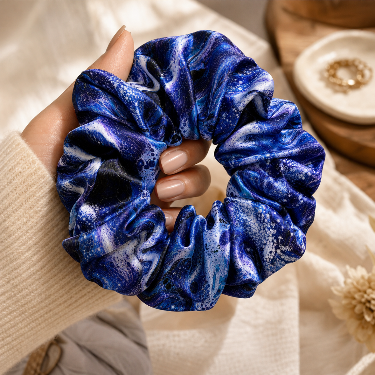 Royal Blue Galaxy — Satin Scrunchie