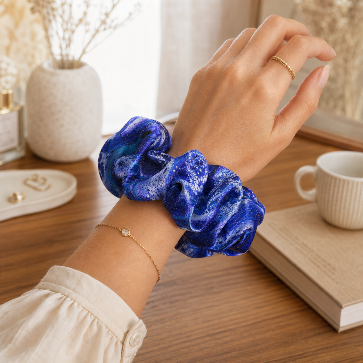 Royal Blue Galaxy — Satin Scrunchie