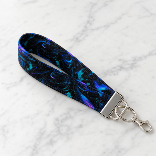 Midnight Feather — Wristlet Keychain