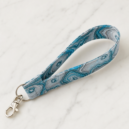 Icy Blue Paisley — Wristlet Keychain