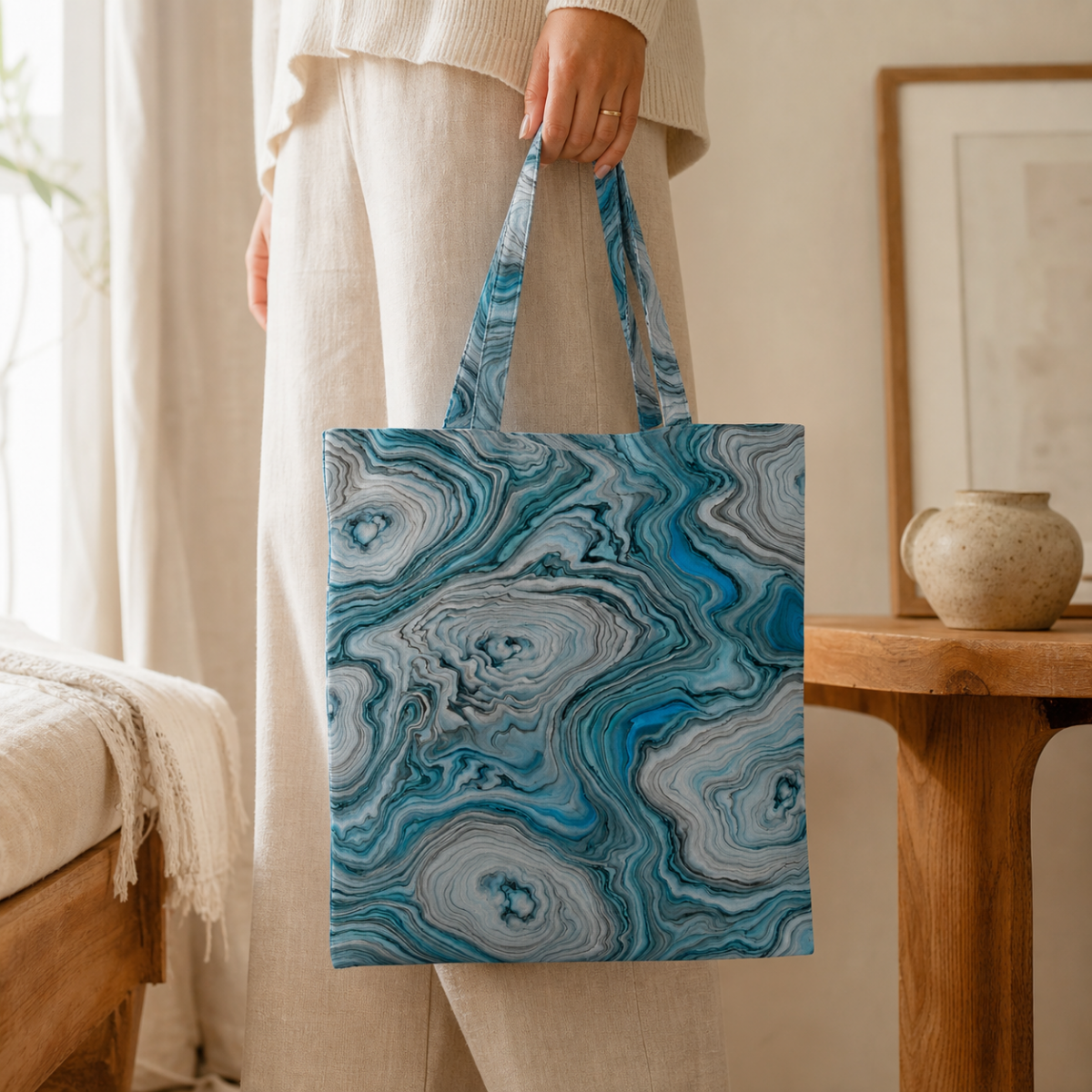 Blue Geode — Cotton Tote Bag