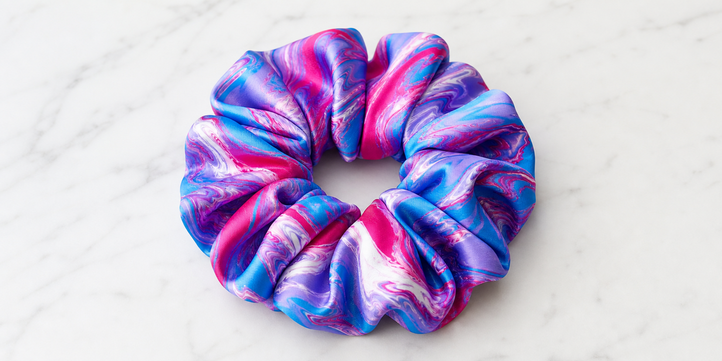 Pink Nebula — Satin Scrunchie