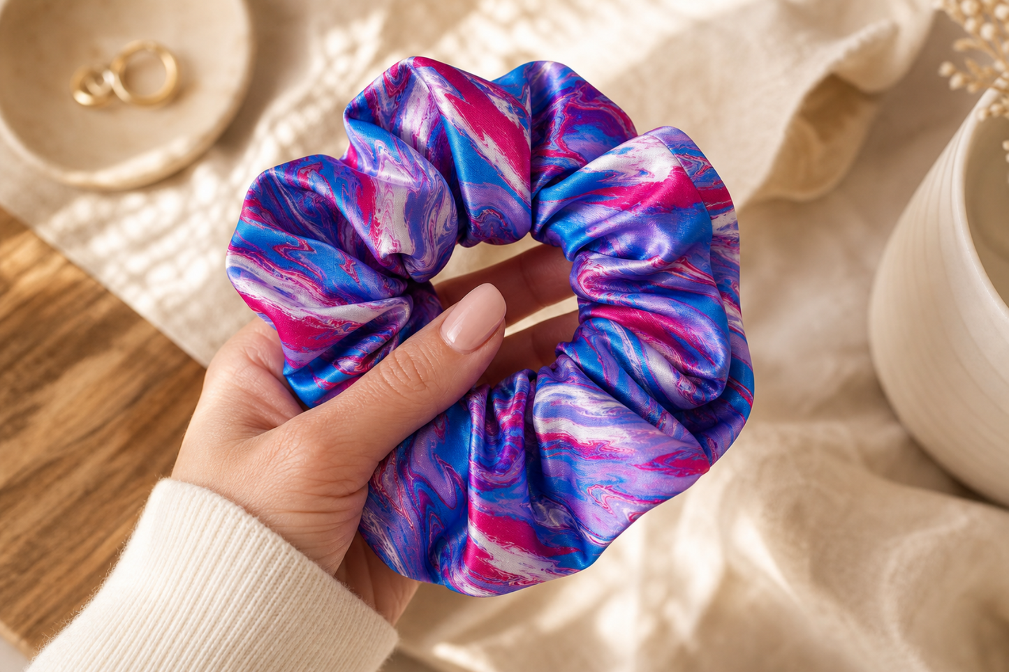 Pink Nebula — Satin Scrunchie