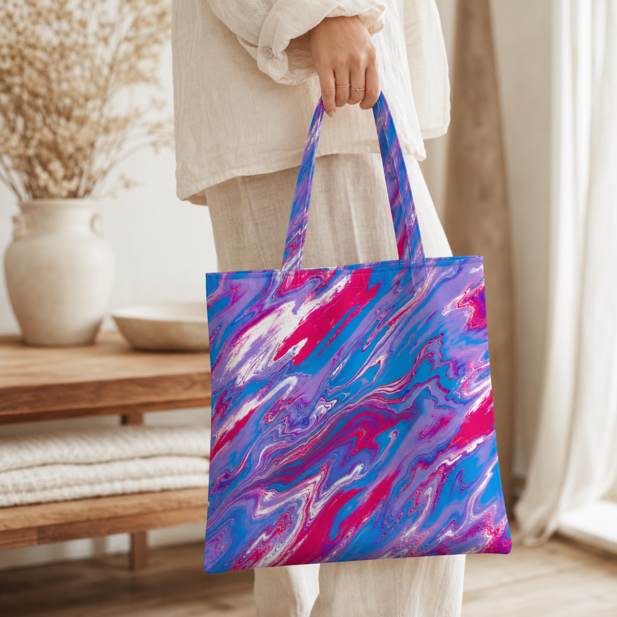 Magenta Swirl — Cotton Tote Bag