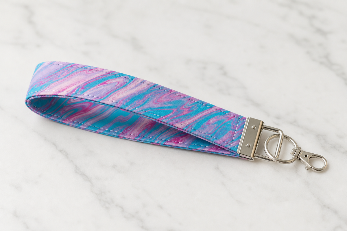 Cotton Candy Stripe — Wristlet Keychain