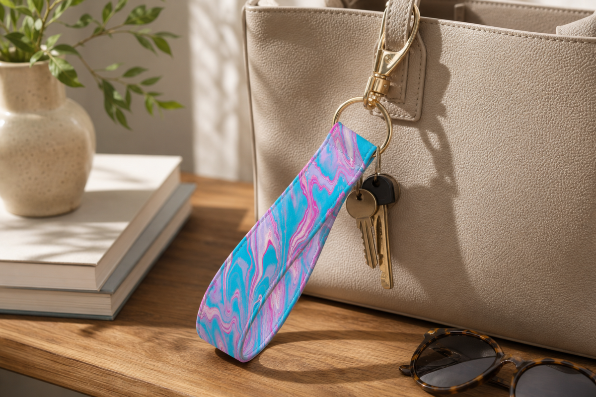 Cotton Candy Stripe — Wristlet Keychain