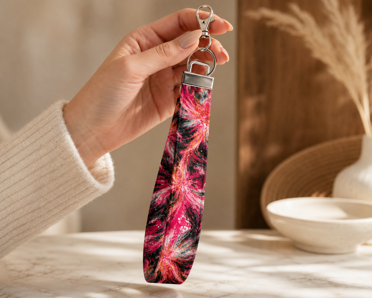 Berry Blossom Noir — Wristlet Keychain