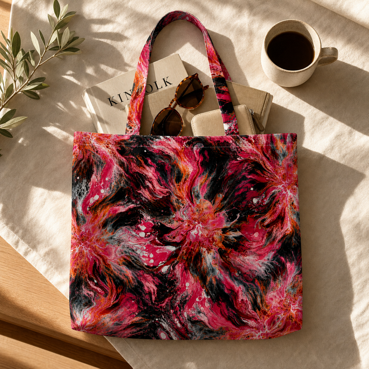 Scarlet Bloom — Cotton Tote Bag