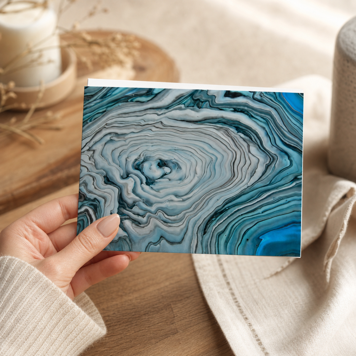 Teal Geode — Art Greeting Card