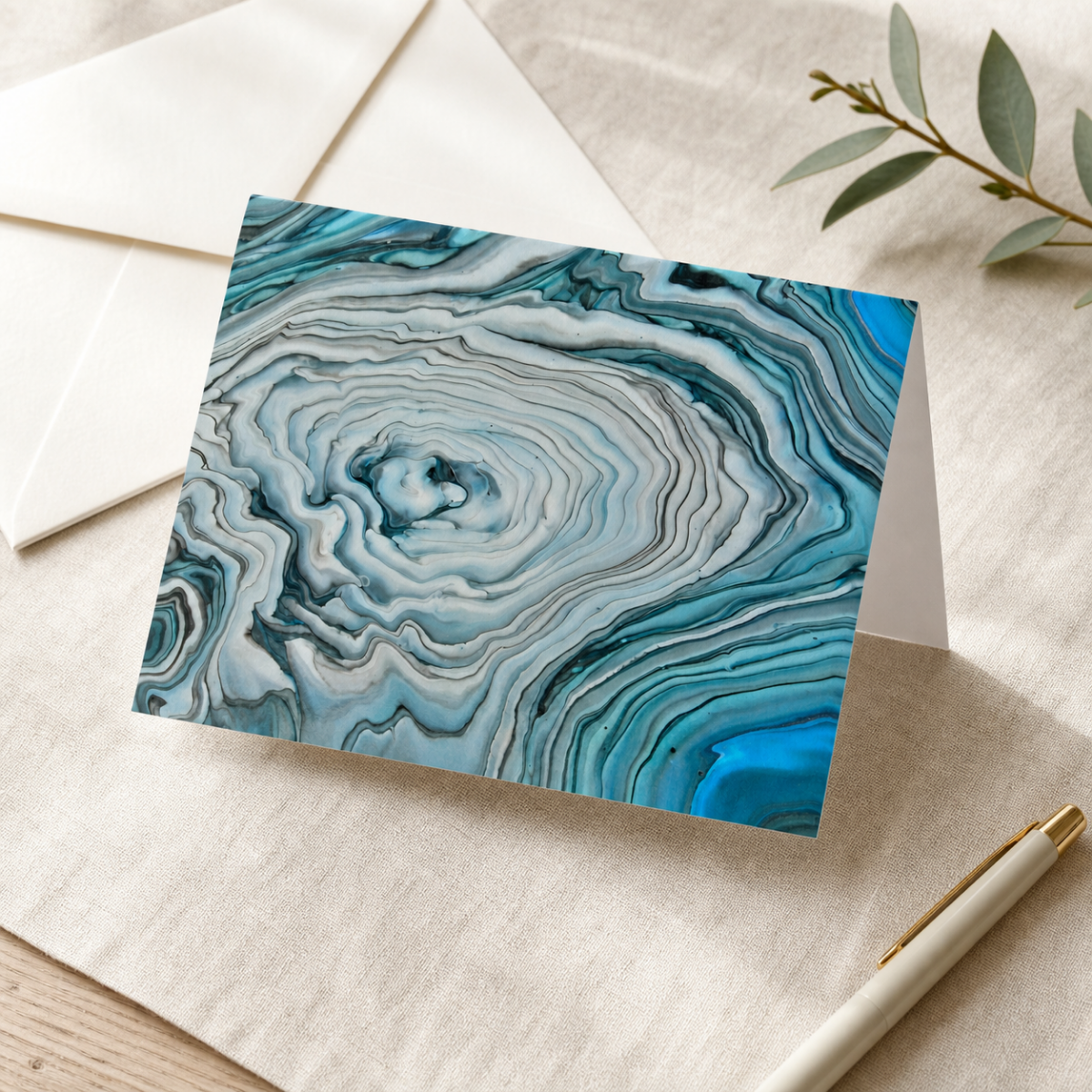 Teal Geode — Art Greeting Card