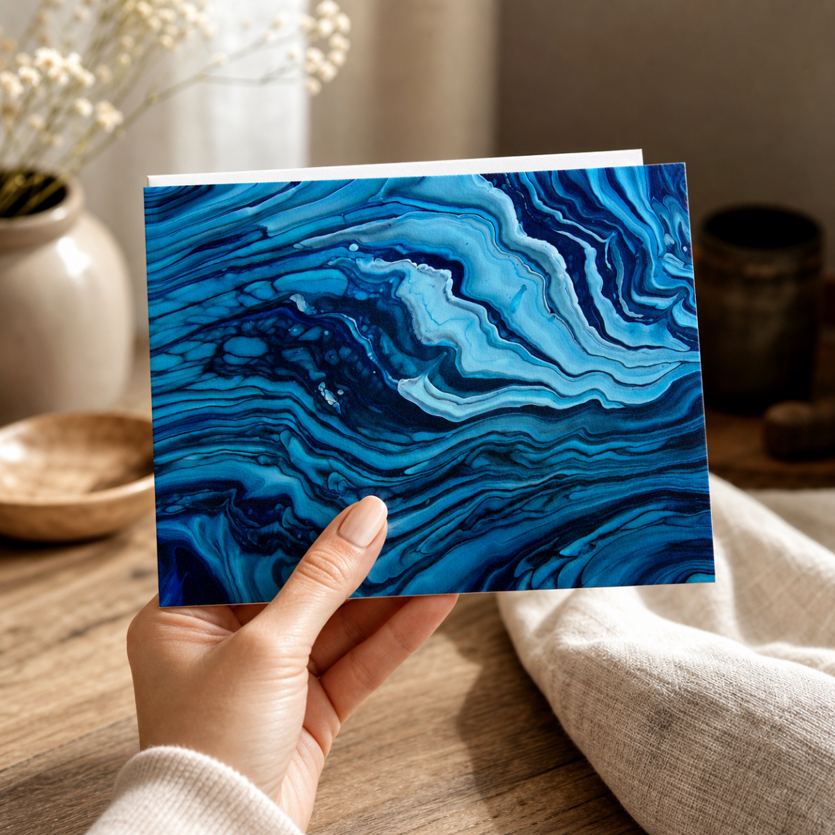Deep Blue Agate — Art Greeting Card