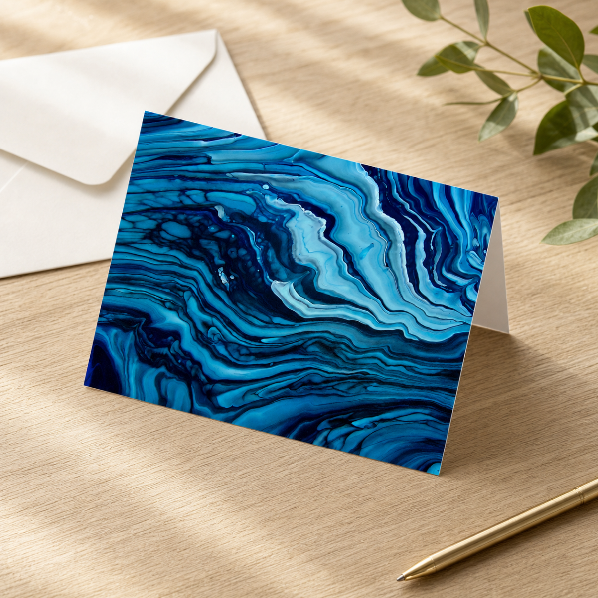 Deep Blue Agate — Art Greeting Card