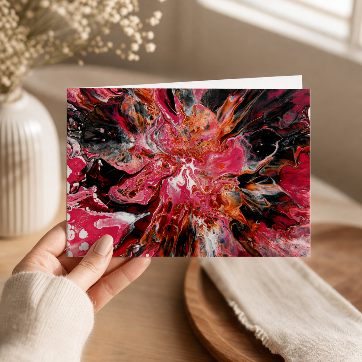 Scarlet Bloom — Art Greeting Card