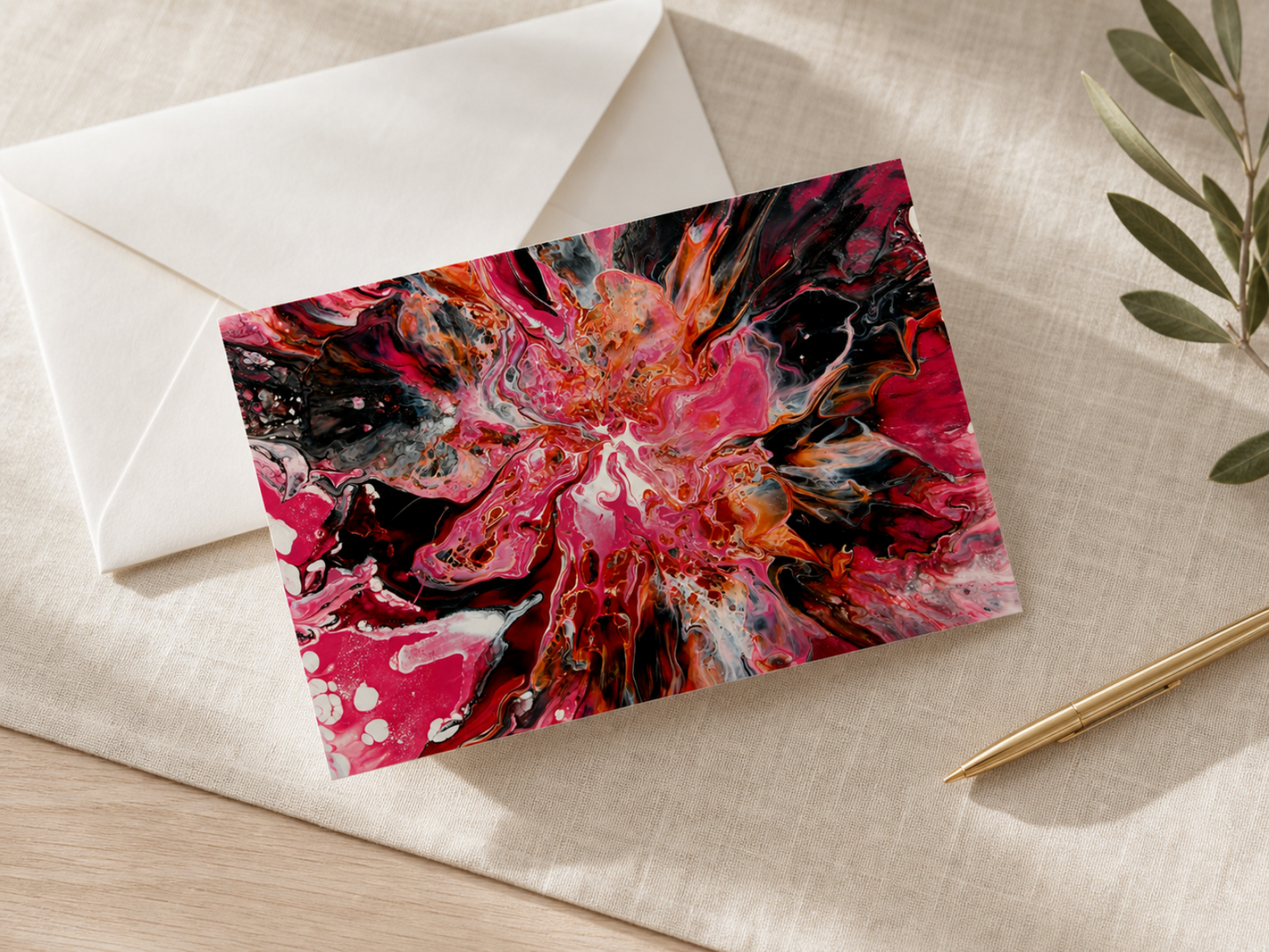 Scarlet Bloom — Art Greeting Card
