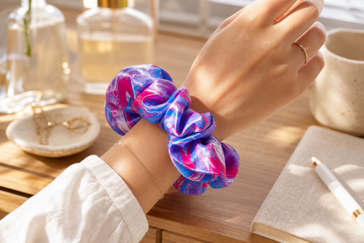 Pink Nebula — Satin Scrunchie