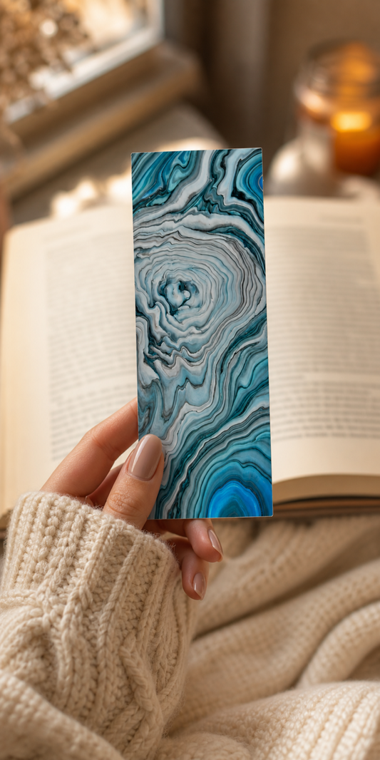 Teal Geode Agate Pour — Hand-Painted Bookmark