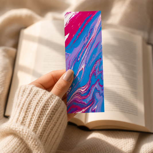 Pink Blue Marble Pastel — Hand-Painted Bookmark