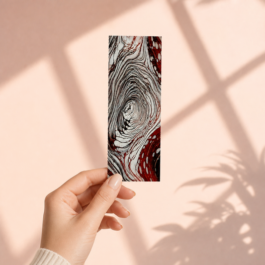 Red White Swirl Pour — Hand-Painted Bookmark