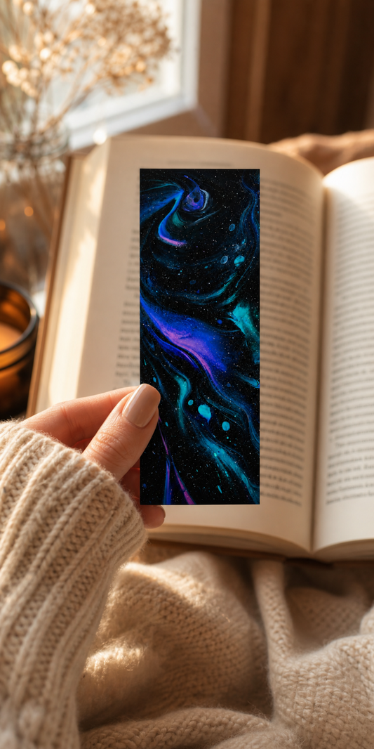 Galaxy Purple Blue Swirl — Hand-Painted Bookmark