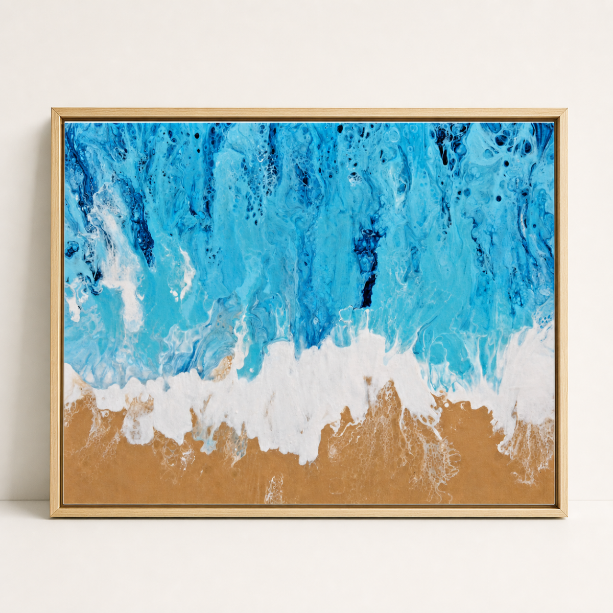 Beach Art Print, Coastal Shoreline Pour Art, Ocean Sand Keepsake